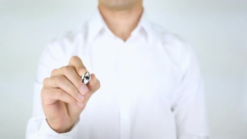 Man Writes Audience on a Clear Surface
