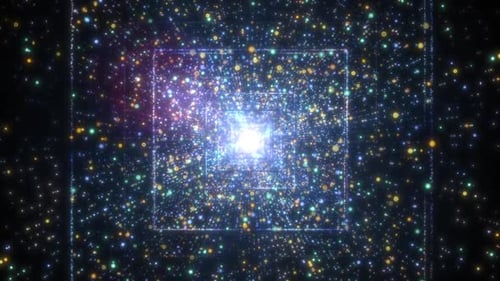 Looping Abstract Particle Tunnel with Glowing Light