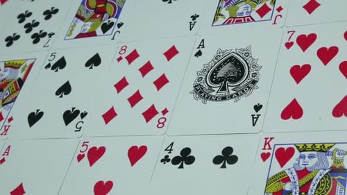 Dolly Shot of Assorted Playing Cards