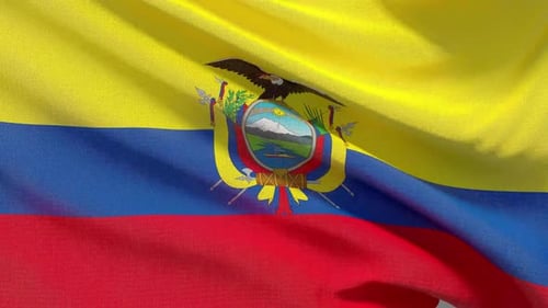 Realistic Ecuador National Flag Waving Loop