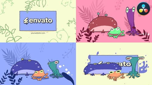 Logo de dibujos animados de ranas para DaVinci Resolve