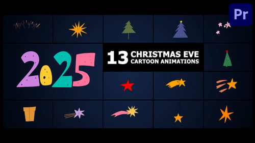 Animations de dessins animés pour la veille de Noël | Premiere Pro MOGRT