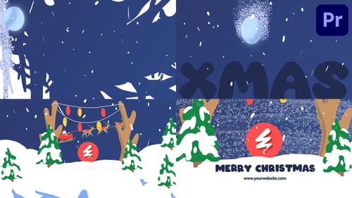 Christmas Cartoon Santa Logo | Premiere Pro MOGRT
