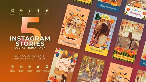 Thanksgiving Day Social Media Stories with Festive Fall Animations
