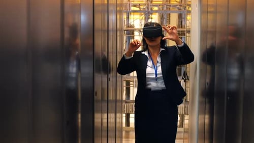 Technician using visual reality headset