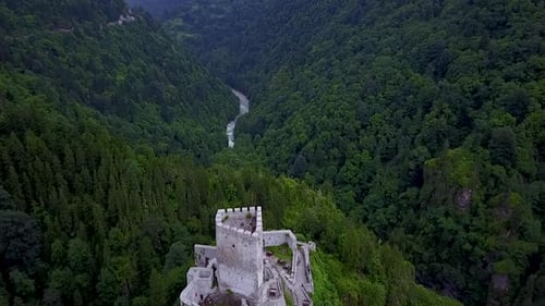 Aerial view of Zilkale (Zil Castle) in Rize