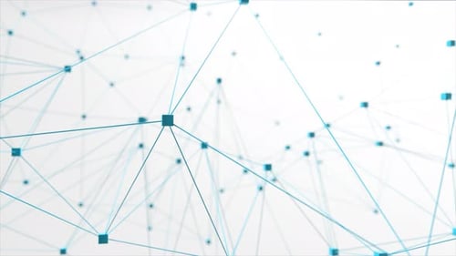 Network Animation Connected Cube on White Background