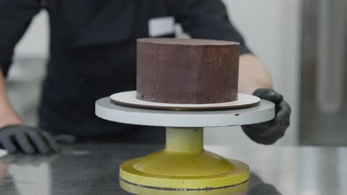 Dark Chocolate Cake on a Turntable