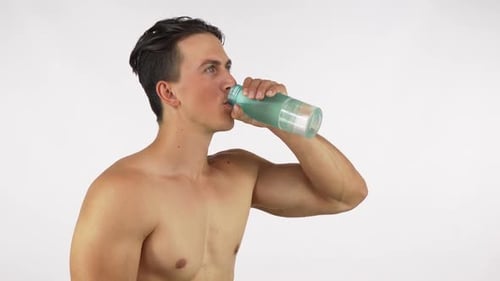 Athletic Happy Healthy Man Smiling, Drinking Water After Gym 1080p