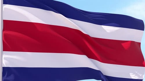 Costa Rica National Flag Waving in Slow Motion