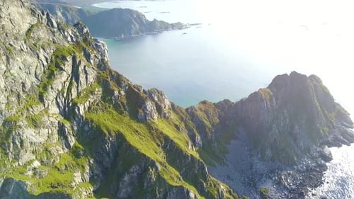 Lofoten Islands and Beach Aerial View in Norway