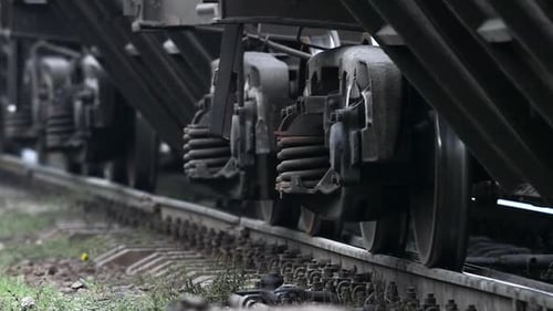 Train Wheel Close Up on Railway Track