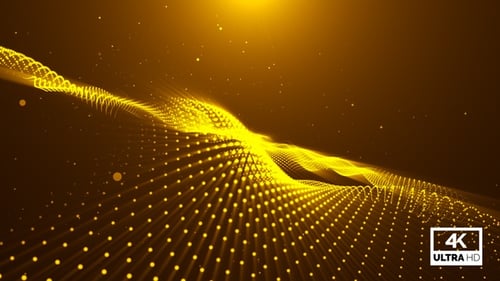 Animated Golden Digital Particle Wave Abstract Background