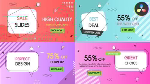 Dynamic Flat Design Sales Slides for Marketing Promotions