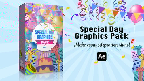 Paquete especial para un día: más de 100 elementos festivos y 15 escenas listas para After Effects (4K/HD/Square/Portrait)