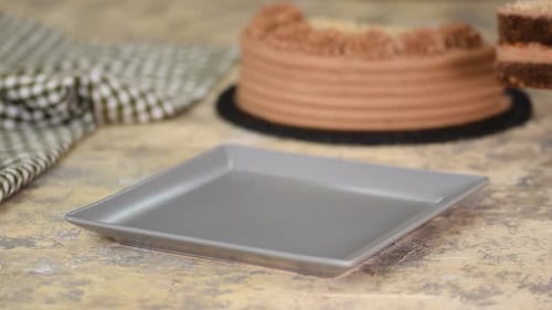 Chocolate Cake Slice Placed on Plate