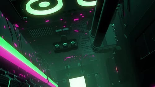 Futuristic Neon Digital Tunnel Flight Loop