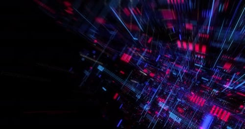 Abstract hologram 3D Big Data Digital City with futuristic matrix.