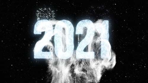 New Year 2021 Ice Particle Countdown with Fireworks