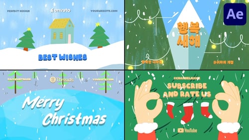 Playful Animated Holiday Typography with Cartoon Scenes
