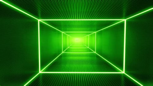 Green Neon Tunnel Fantastic 3d Style Futuristic Cyberspace