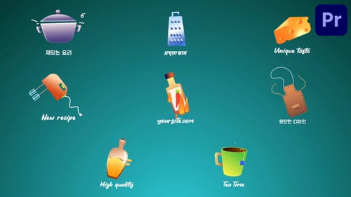 Íconos y títulos de cocina para Premiere Pro