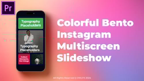 Colorida presentación de diapositivas multipantalla de Instagram MOGRT de Bento para Premier Pro
