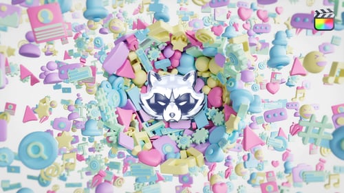 Playful 3D Social Media Icons Logo Reveal Intro