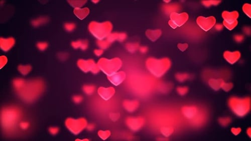 Romantic Red Heart Bokeh Particle Background Animation