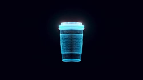 Paper Coffee Cups Hologram 4k