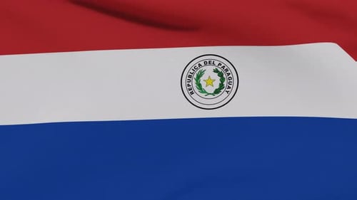 Paraguay Flag Waving Seamless Loop with Coat of Arms