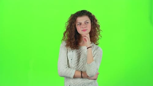 Teenage Thinks and She Comes Up with an Idea. Green Screen