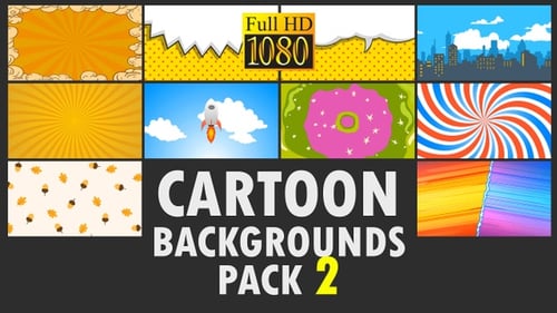 Animated Cartoon Backgrounds Pack with Flat Design Elements