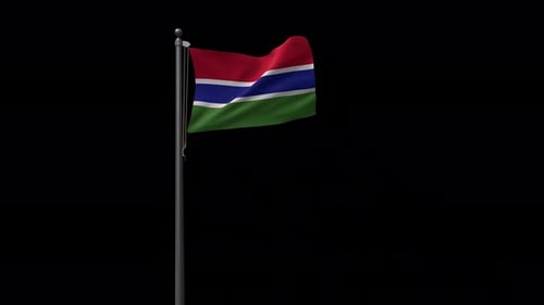 The Gambia National Flag Realistic Waving Animation