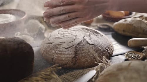 Baker Dusted Round Bread with Flour