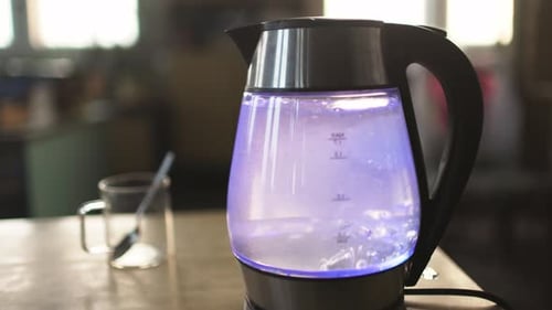 Electric Kettle Boiling Water Close Up