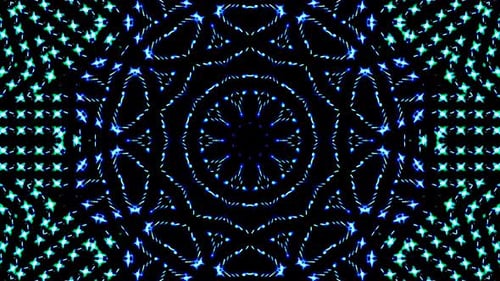 Animated Futuristic Blue Light Geometric Kaleidoscope Pattern