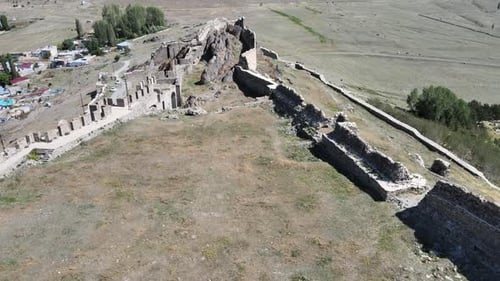aerial view ancient castle ruins