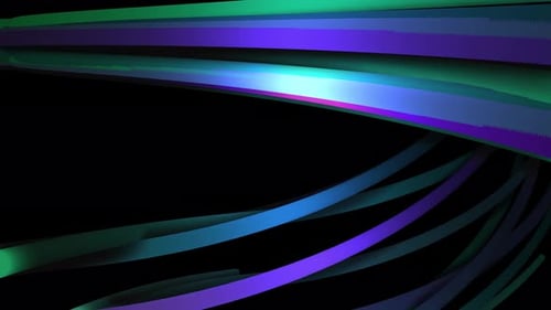 Blue and green abstract wires moving one by one chaotically