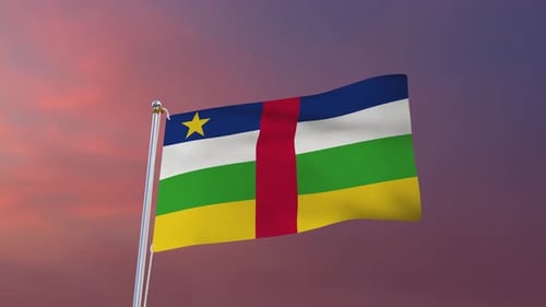 Central African Republic Flag Waving in Realistic Motion