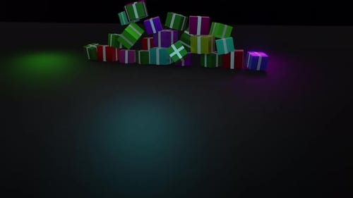 Colorful Geometric Gift Boxes Falling Animation