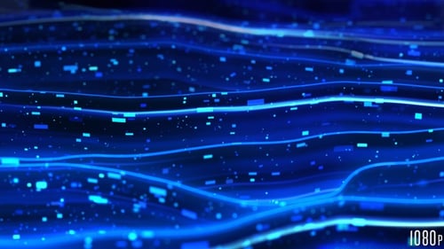 Abstract Futuristic Digital Stream with Glowing Blue Lines