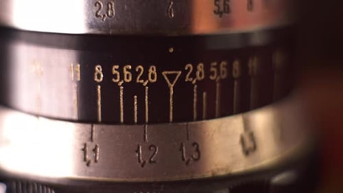Vintage Camera Lens Aperture Adjustment Close Up