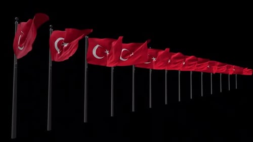Reihe der türkischen Flaggen mit Alpha 2K