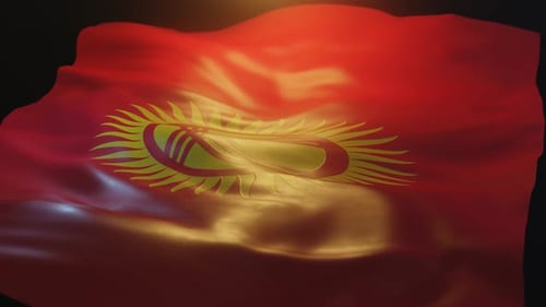 Photorealistic Kyrgyzstan National Flag Waving Animation