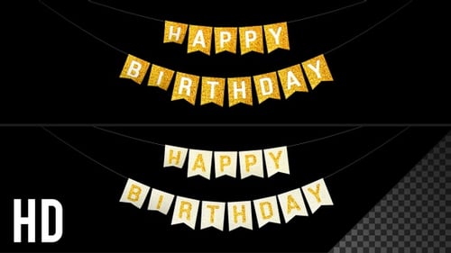 Animated Happy Birthday Gold Glitter Banner