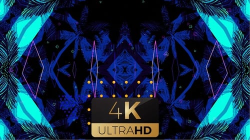 Neon Abstract Kaleidoscope Palm Trees VJ Loop Background