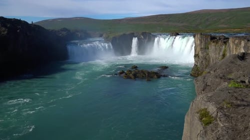 The Godafoss Waterfall in North Iceland