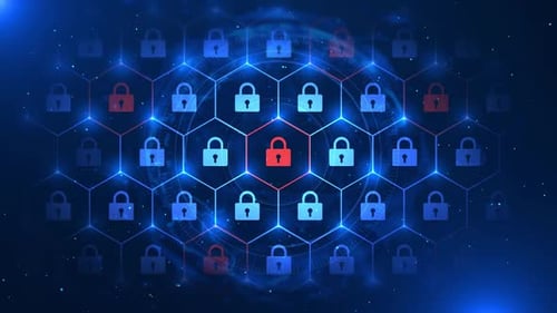 Digital Cyber Security Lock Icon Data Network Protection