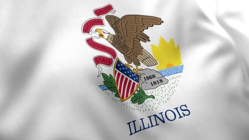 Waving Illinois State Flag with Official Seal Animation
